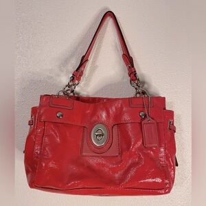 Coach Peyton Carryall Patent Leather Coral Girly Spring Travel
